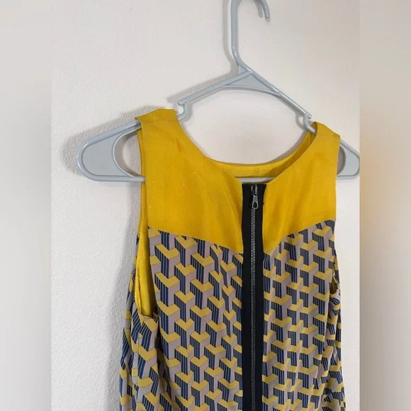 Rag & Bone Chelsea Yellow/blue Organza Sleeveless 100% Silk Mini Dress Sz 2 - Picture 8 of 8
